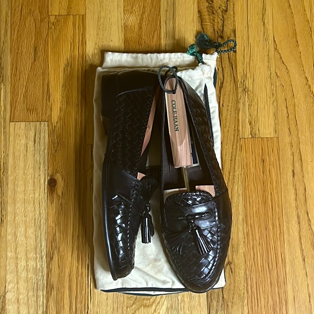 Cole Haan Mens Black Woven Loafers Size 11